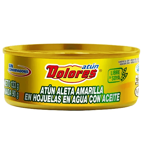 Atún Aleta Amarilla en Hojuelas en Agua con Aceite "DOLORES" 140g