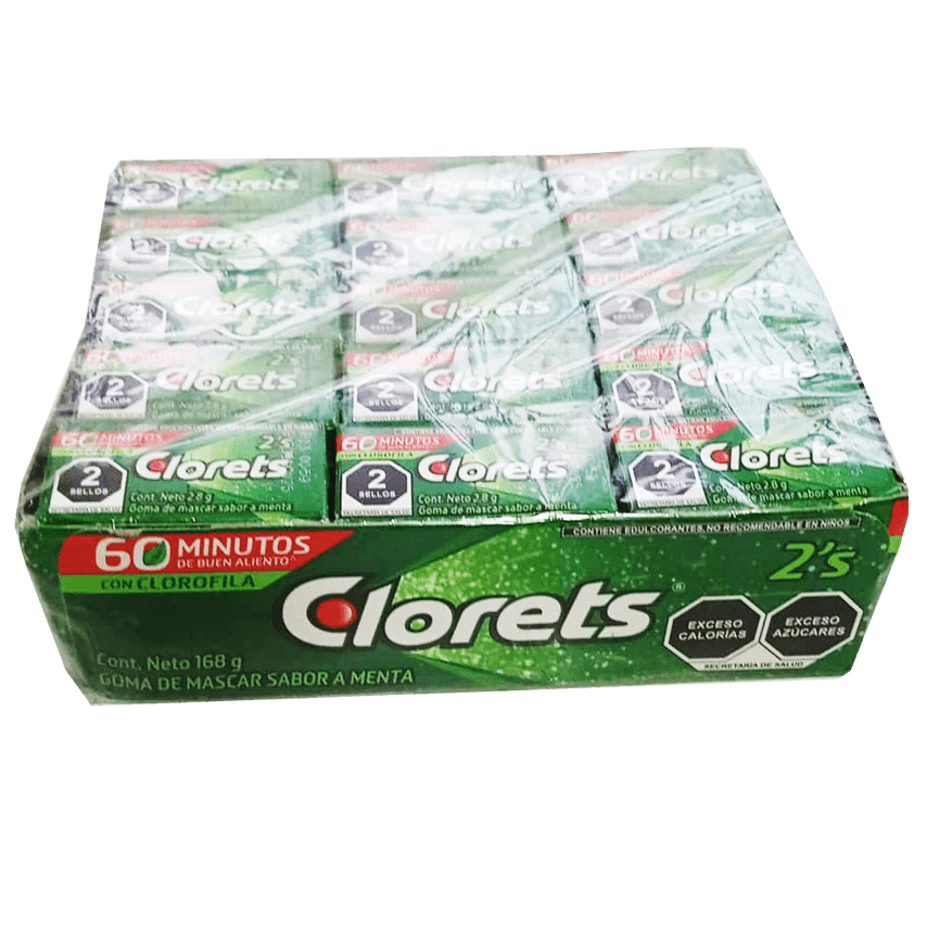 Goma de Mascar "CLORETS" Sabor Menta 60 Unidades 168g