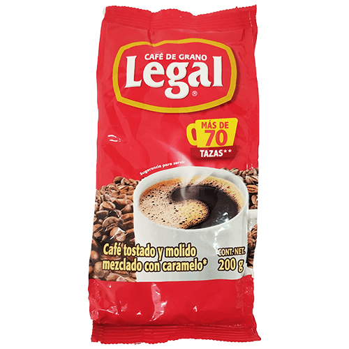 Café Tostado y Molido mezclado con Caramelo "Legal" 200g